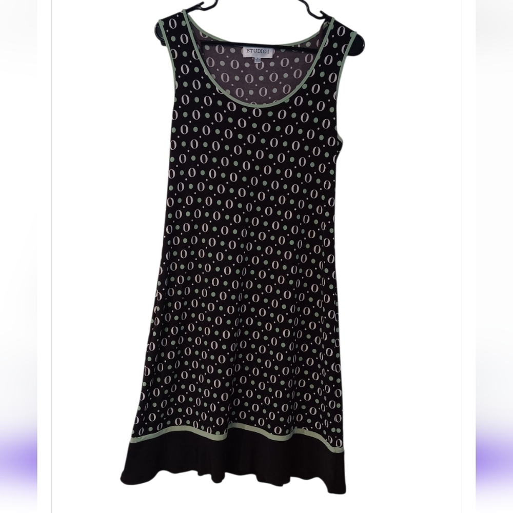Vintage Studio I Brown  and White Patterned Midi Dress Sz 6